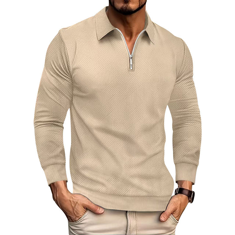 Herren Fleece-Pullover mit hohem Kragen und innovativem Strukturdesign Aliams