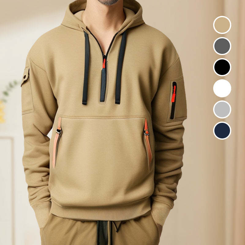 Herren funktionaler Kapuzenpullover mit innovativem Reißverschluss und praktischen Taschen Aliams