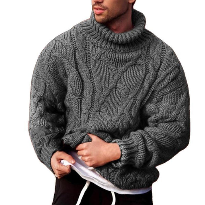 Herren Strickpullover mit hohem Kragen und strukturiertem Zopfmuster Aliams