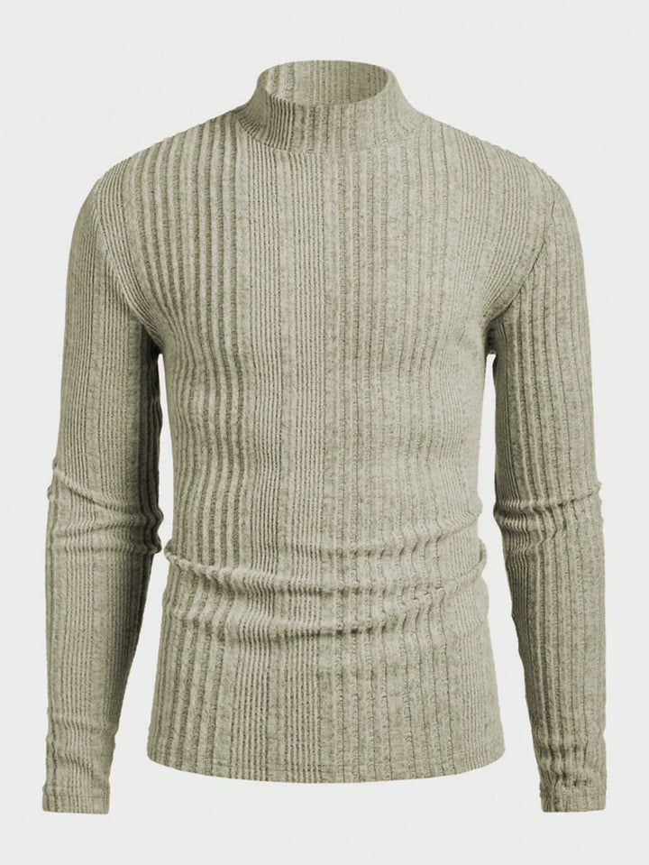 Herren Strickpullover mit hohem Kragen und Rippstruktur Aliams