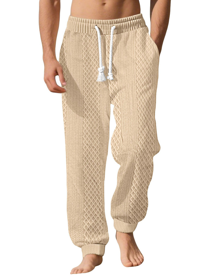 Herren strukturierte Freizeithosen mit bequemem Kordelzug Aliams