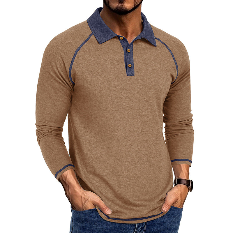 Herren sportliches Langarm-Polo-Shirt mit innovativem Kragen Aliams