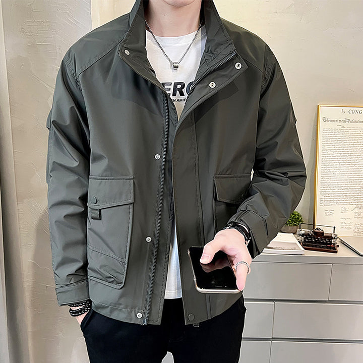 Herren trendige Feldjacke mit praktischen Taschen und verstellbarem Kragen Aliams