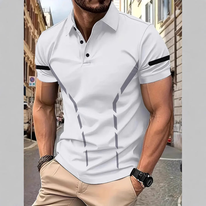 Herren Poloshirt mit modernem sportlichem Schnitt und dynamischen Akzentlinien Aliams