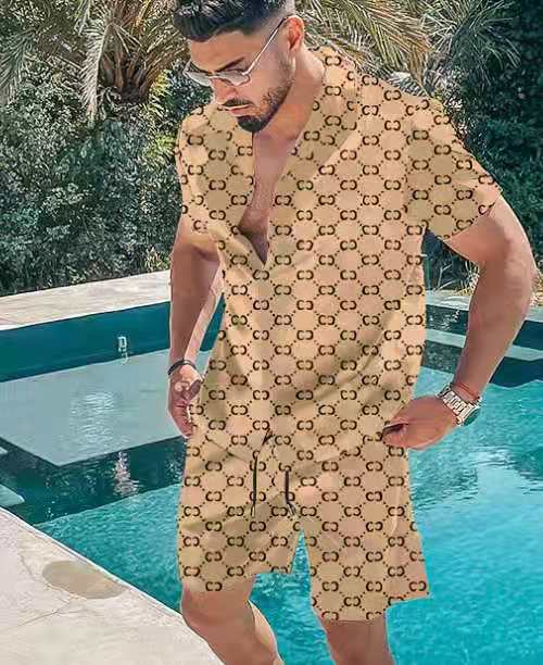 Herren Kurzarm-Hemd und Shorts Set Aliams