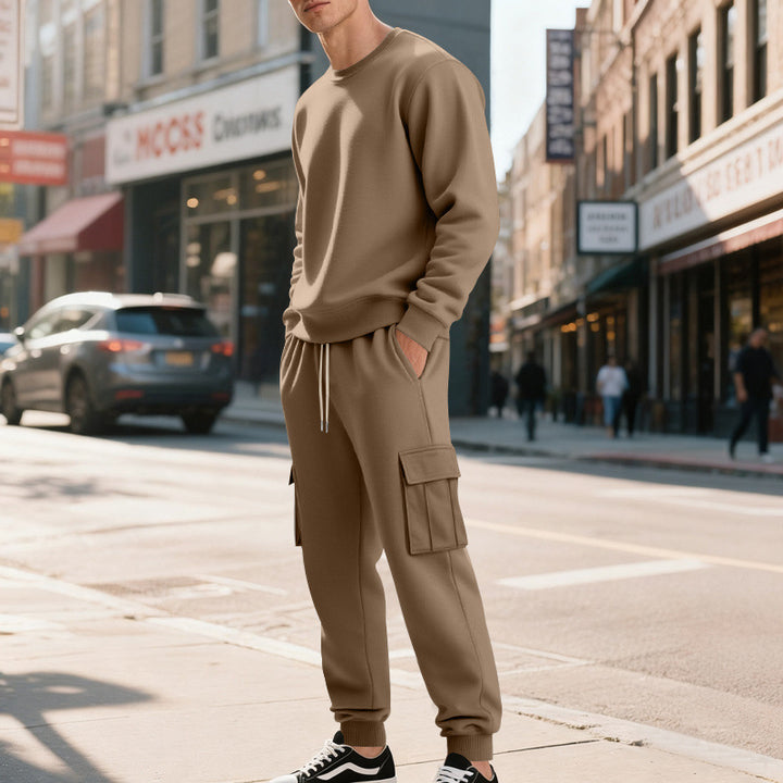 Herren gemütliches Freizeit-Set aus atmungsaktivem Stoff mit praktischen Taschen Aliams