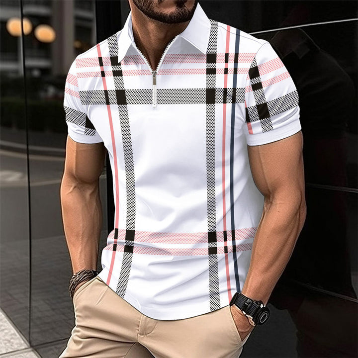 Herren Kurzarm Poloshirt mit modernem Reißverschlussdesign Aliams
