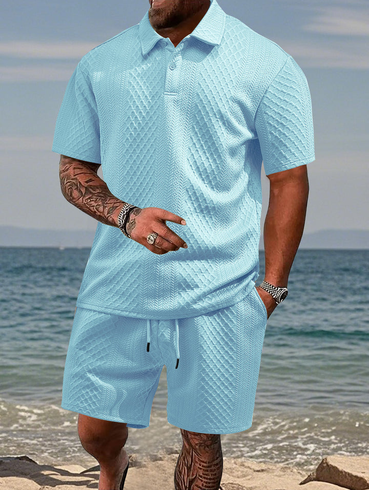 Herren Sportliches Polohemd und Shorts Set Aliams