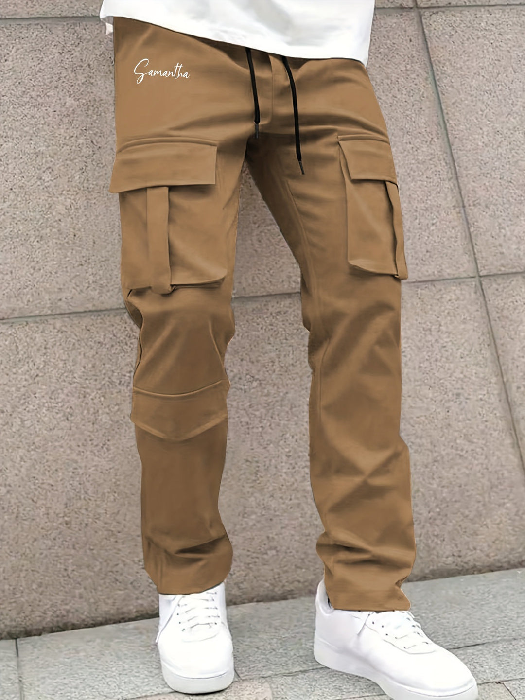 Herren Cargo-Hose mit vielseitigen funktionalen Taschen und elastischem Bund Hedi-Mode