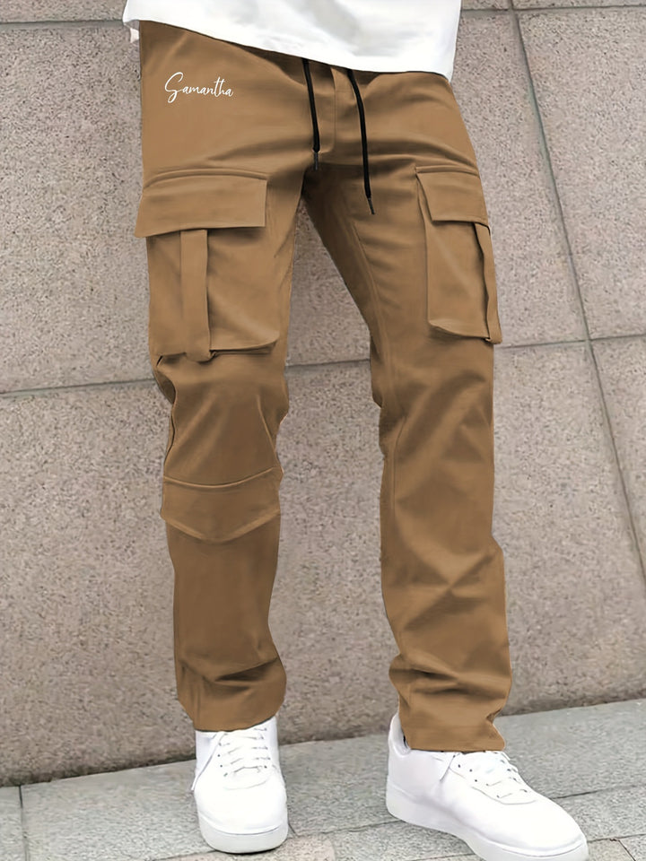 Herren Cargo-Hose mit vielseitigen funktionalen Taschen und elastischem Bund Hedi-Mode
