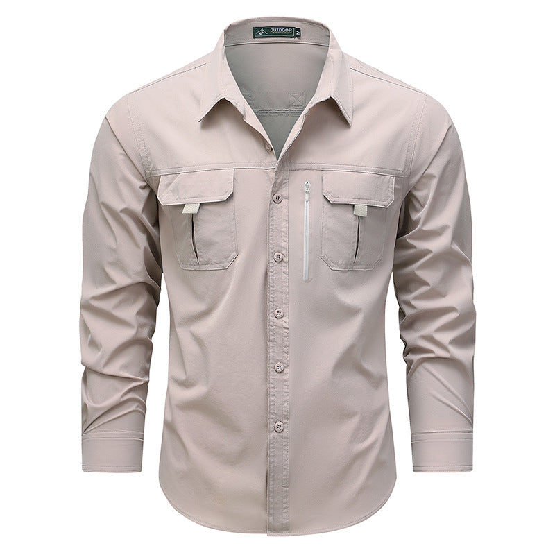 Herren praktische Outdoor-Hemd mit vielseitigen Taschen Aliams