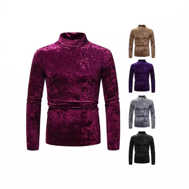 Herren Eleganter Rollkragenpullover aus weichem Samtstoff Aliams