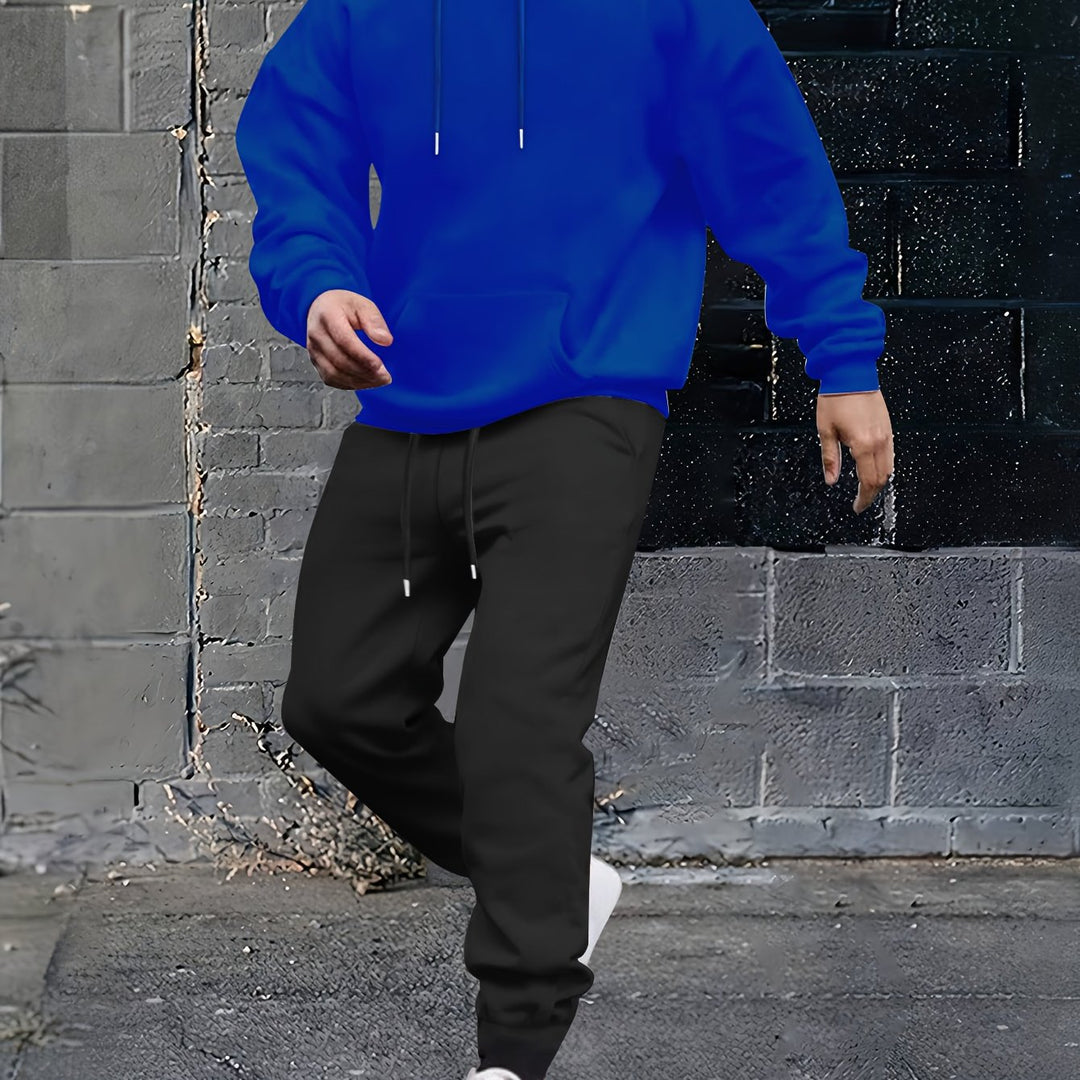 Herren Sportiver Kapuzenanzug mit verstellbarem Bund und seitlichen Taschen Aliams