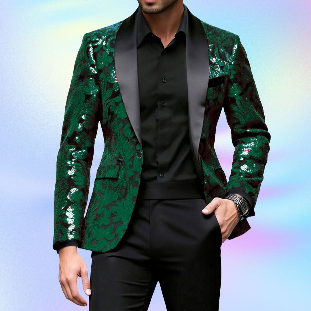 Herren festlicher Glitzerblazer mit klassischem Schnitt Aliams