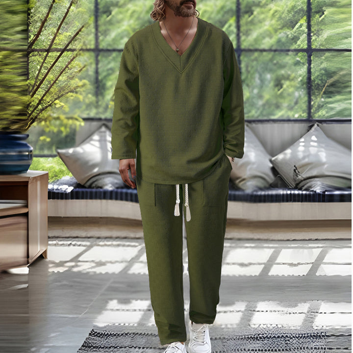 Herren gemütlicher Lounge-Anzug mit V-Ausschnitt Aliams