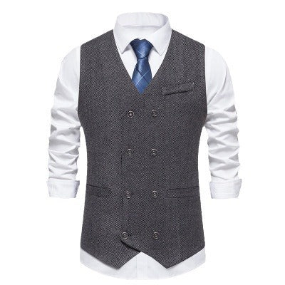 Herren elegante Doppelreiher-Weste im strukturierten Design Aliams