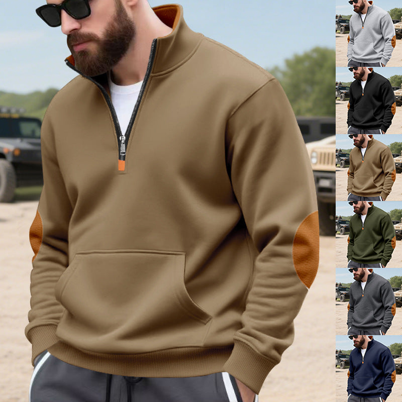 Herren hochabschließender Pullover mit praktischem Reißverschluss und Kapuzenfunktion Aliams