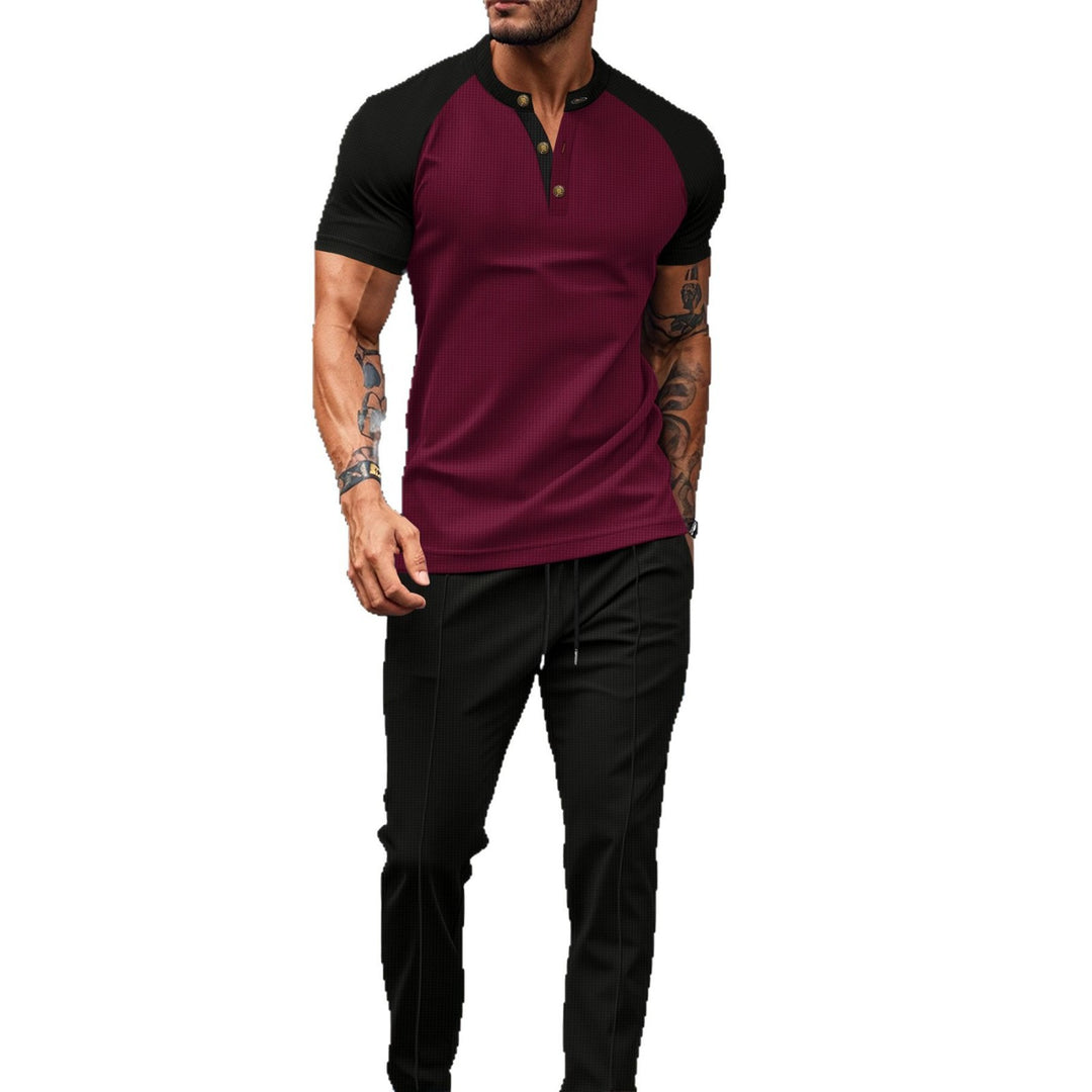 Herren sportliches Shirt mit knöpfen und eleganten Sporthose Aliams