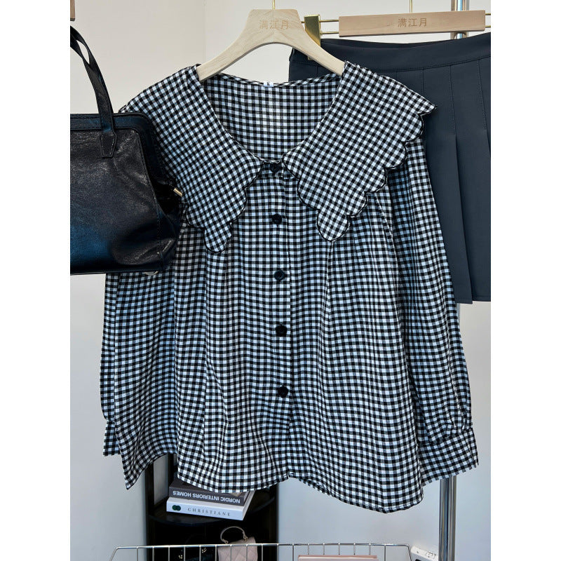 Damen Bluse mit großem Kragen und Rüschendetails Aliams