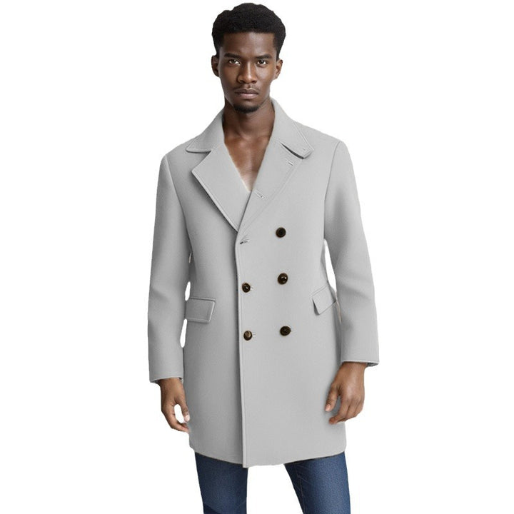 Herren eleganter Doppelreiher-Mantel mit modernem Schnitt und praktischen Taschen Aliams