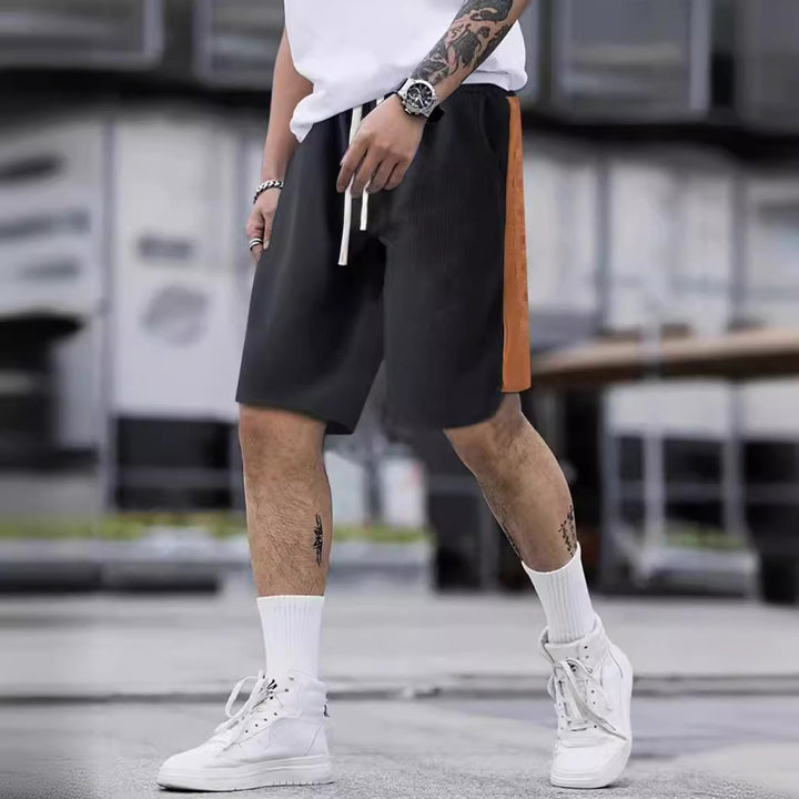 Herren stylische Freizeithose mit atmungsaktiver Struktur und seitlichen Kontraststreifen Aliams