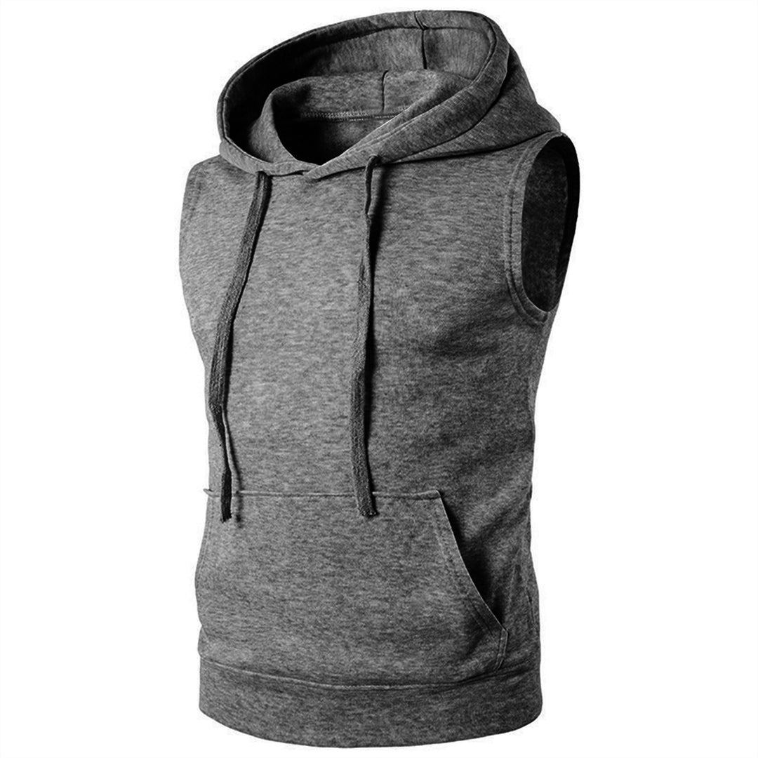 Herren ärmelloses Kapuzenshirt mit geräumiger Kängurutasche und atmungsaktiven Materialien Aliams