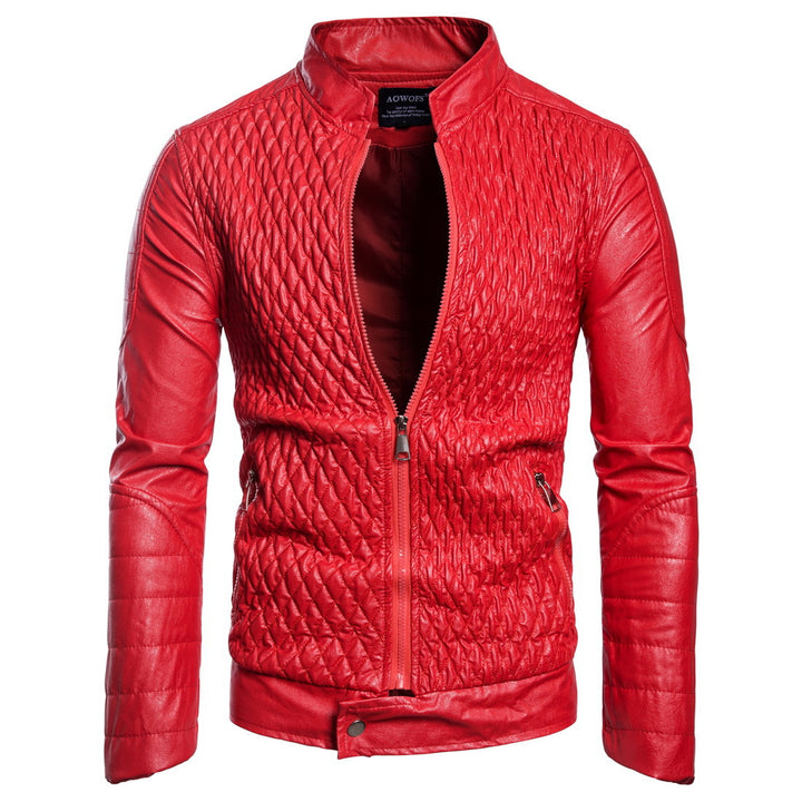 Herren stylische gesteppte Lederjacke Aliams