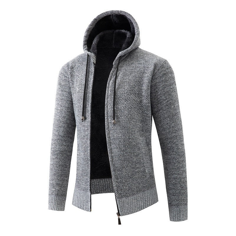 Herren bequeme Strickjacke mit Kapuze Aliams