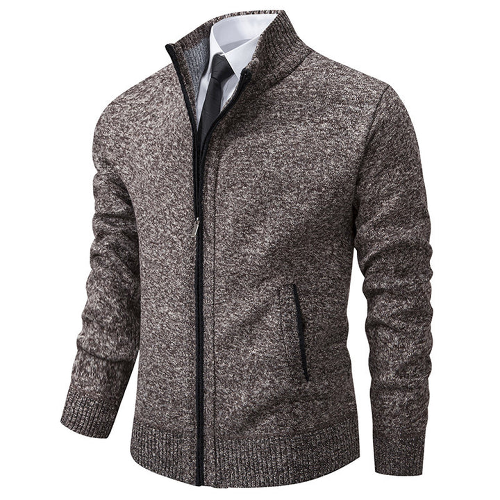 Herren sportliche Strickjacke mit Stehkragen und Reißverschluss Aliams