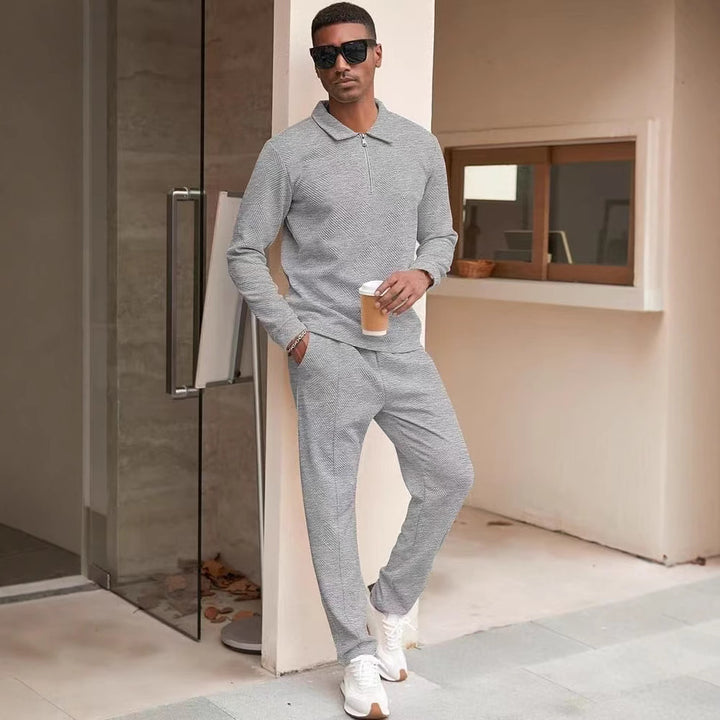 Herren Freizeit-Oberteil und Hose Set mit strukturiertem Design Aliams