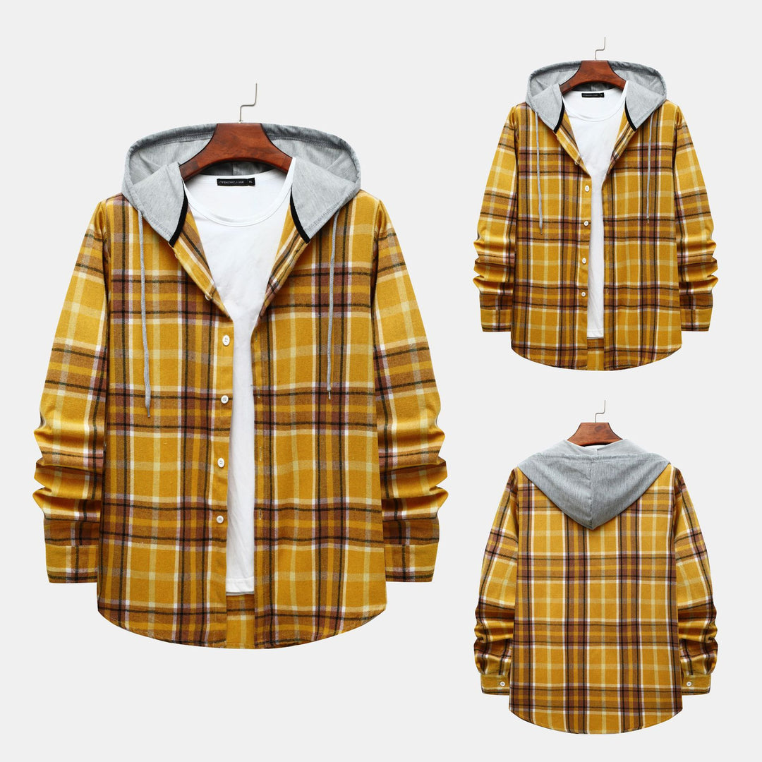 Herren Flanellhemd mit Kapuze im klassischen Karodesign Aliams