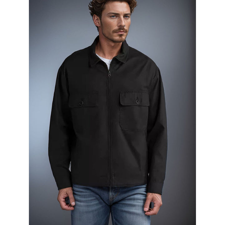 Herren Utility-Jacke mit aufgesetzten Taschen und durchgehendem Reißverschluss Aliams