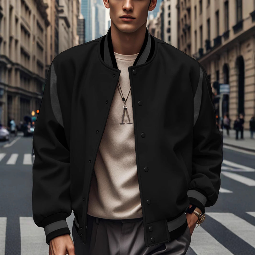 Herren Sportliche Collegejacke mit kontrastrierenden Ärmeln und Knopfdetails Aliams