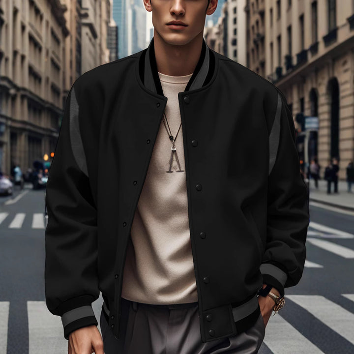 Herren Sportliche Collegejacke mit kontrastrierenden Ärmeln und Knopfdetails Aliams