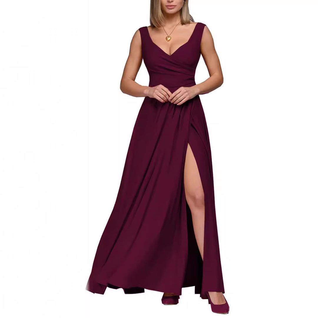 Aliams | Damen Elegantes Maxikleid mit Seitlichem Schlitz
