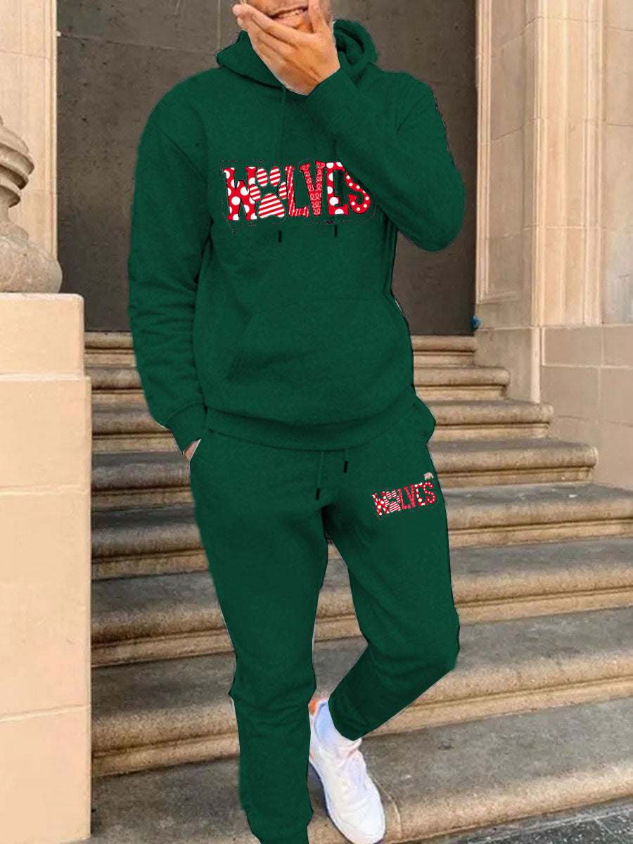 Herren Kapuzenpullover und Jogginghose Set mit auffälligem Grafikdruck Aliams