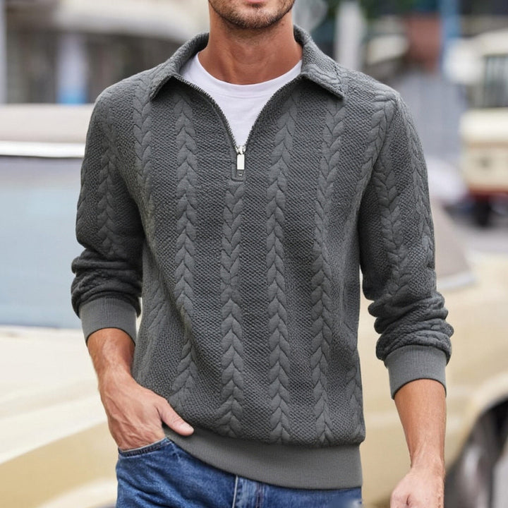 Herren eleganter Strickpullover mit Reißverschluss Aliams
