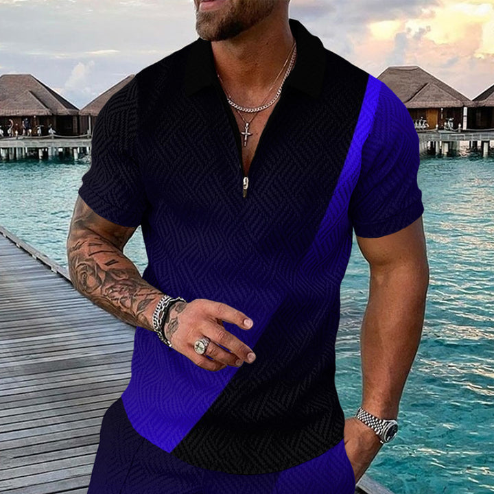 Herren Elegantes Kurzarm-Hemd mit Knopfleiste und dekorativen Mustern Aliams