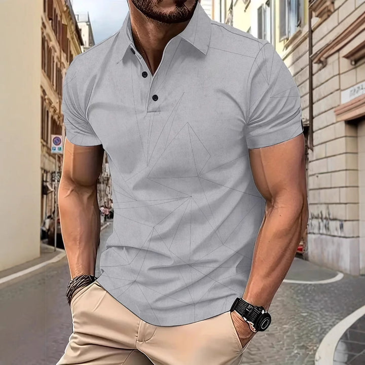Herren Kurzarm Poloshirt mit modernem geometrischen Muster Aliams