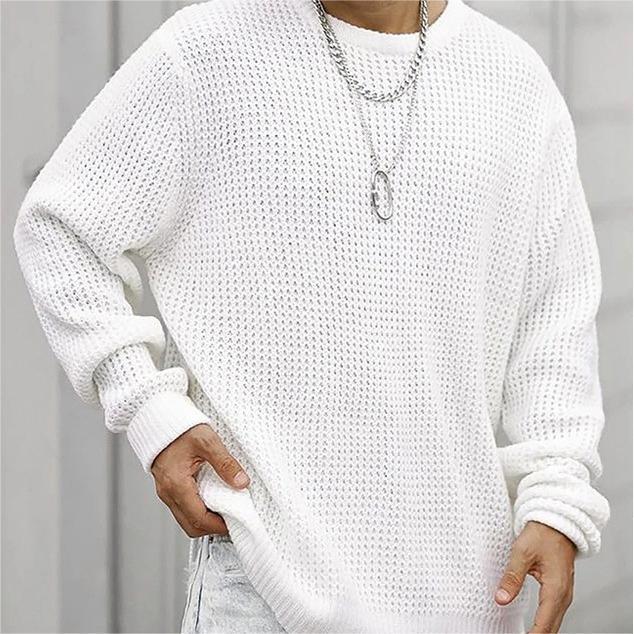 Herren komfortabler Strickpullover mit modischem Wabenmuster Aliams