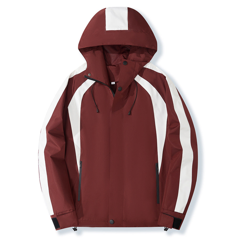 Herren wetterfeste Funktionsjacke mit verstellbarem Kapuzenkragen und Atmungsaktivität Aliams