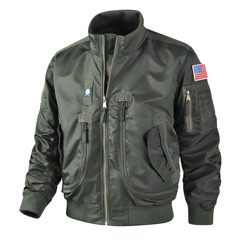 Herren bomberjacke mit hohem Kragen und multifunktionalen Taschen Aliams