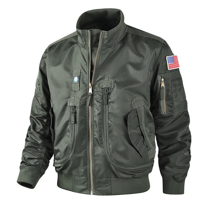 Herren bomberjacke mit hohem Kragen und multifunktionalen Taschen Aliams