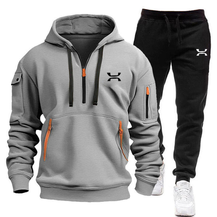 Herren sportliches Hoodie- und Jogginganzug-Set mit funktionalen Taschen und sportlichem Schnitt Aliams