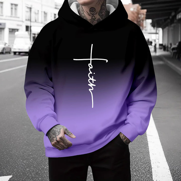 Herren Kapuzenpullover mit subtiler Farbverlauf-Optik und inspirierendem Schriftzug Aliams