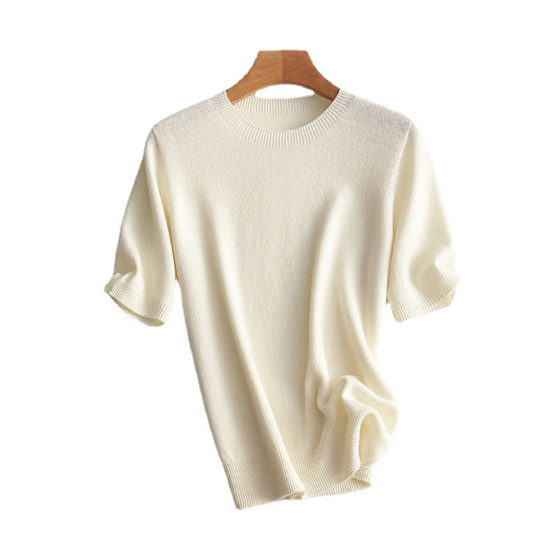 Damen Kurzarm Cashmere-Mix Pullover Aliams