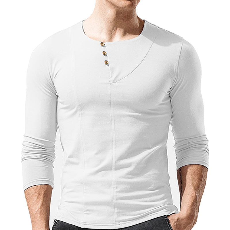 Herren elegantes Langarmshirt mit Knopfdetails Aliams