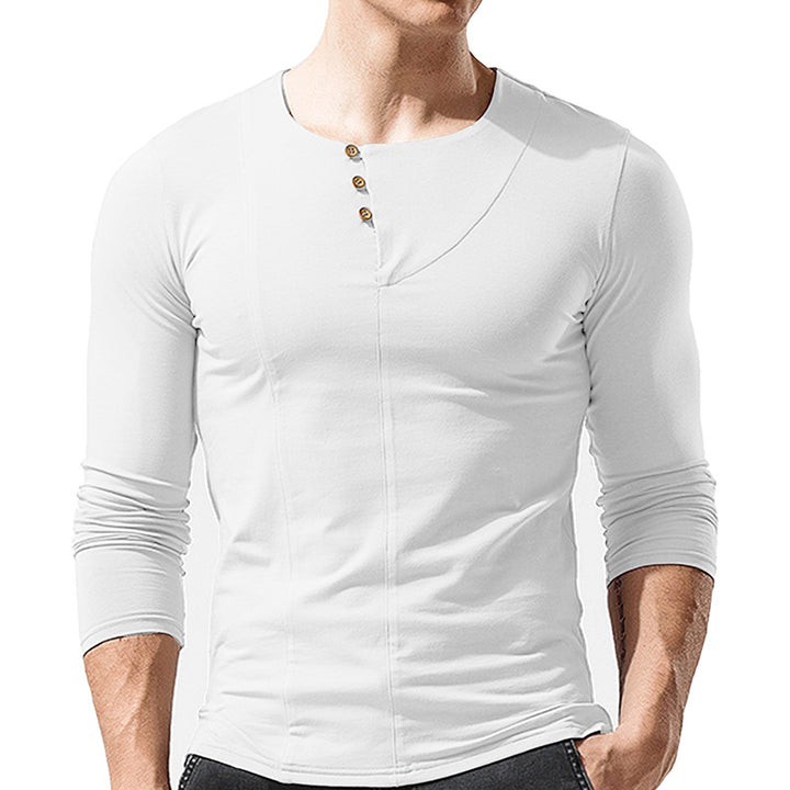 Herren elegantes Langarmshirt mit Knopfdetails Aliams