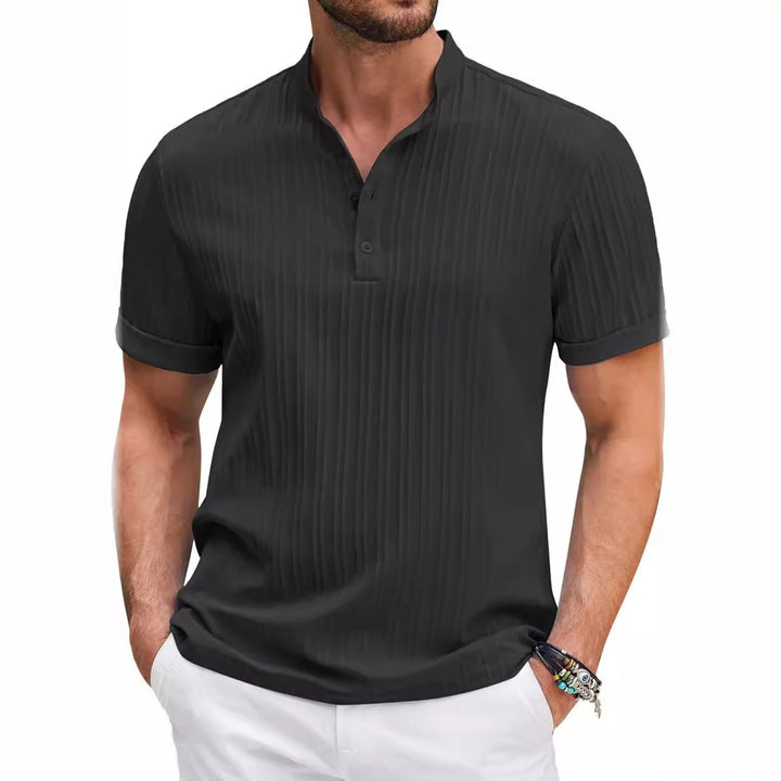 Herren Kurzarm-Henley-Shirt mit strukturiertem Design Aliams
