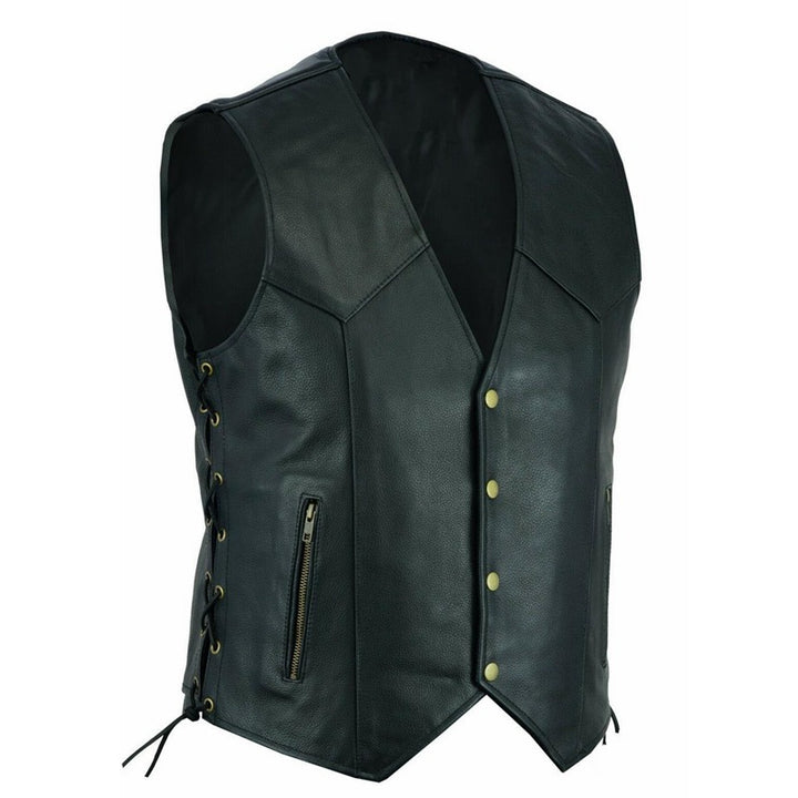 Herren elegante Lederweste mit seitlichen Taschen und praktischen Verschluss Aliams